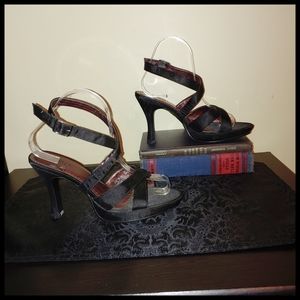 Canyon River Blues Black Satin Sandals 7